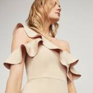 bcbg malik asymmetrical ruffle dress